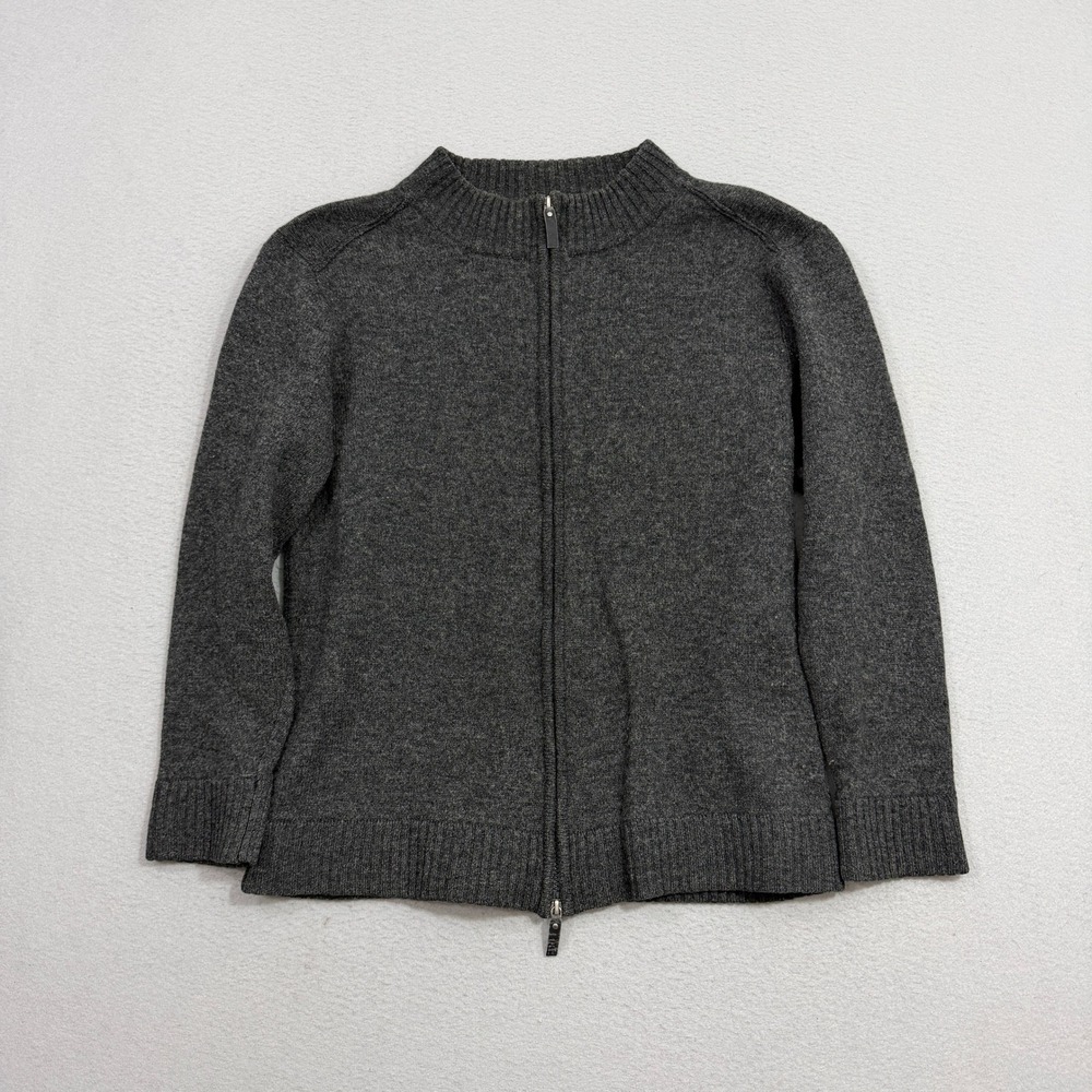 Fisherman Out of Ireland Cardigan Mens Medium Gray Full Zip Lambswool Mock Neck